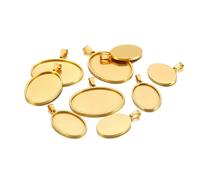 GENPICONG 5Pcs Base 13 * 18mm Gold Oval Blank Bases for Pendants Tray 18/25/30/35/40mmcabochon Cameo Base Settings Jewelry Making Supplies