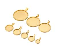 GENPICONG 5pcs Stainless Steel Round Blank Base for Pendants Tray 15/20/25/30/35/40mm Cabochon Cameo Bases Setting Jewelry Making Supplies