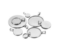 GENPICONG 5pcs Stainless Steel Round Blank Base for Pendants Tray 15/20/25/30/35/40mm Cabochon Cameo Bases Setting Jewelry Making Supplies