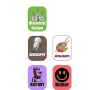 Genre Book Spine Labels for Library | Classroom Library Classification Stickers 450pcs | Arts,Humor,Historical Fiction,Biography,History