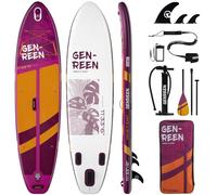 Genreen Paddle Board Stand up Paddle Board Inflatable sup Board Newly Improved 4 Grips 3 fins Products and Designs Exclusively for Japanese customers Ultra Stable11'×6"×33"（Monstera red Violet Peru）