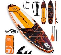 Genreen Paddle Board Stand up Paddle Board Newly Improved Quality Inspection 11'*34'' EVA0.5cm Thickened PVC 5 Grips 3 fins For JP customers double layer 450LBS Family Pet friendly (Lava Orange Black)