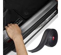 Genrics Car Door Sill Protector, 2.5M*3CM, Carbon Fiber Black, Rubber, Universal Fit, Bumper, Door, Window