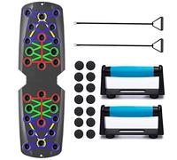 genrise Push Up Board 12 in 1 Portable Folding Exercise Workout Station to Target Chest, Back, Shoulders & Triceps - Includes Handles, Resistance Bands, Non Slip Stickers & Pouch
