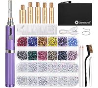 Genround Wireless Hotfix Rhinestone Setter, Hot Fix Applicator Tool Bedazzler Kit Iron-on Wand Tool Set with 2 Boxes of Rhinestones Storage Box Tweezer Gems Picking Pen for Clothes Shoes