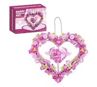 Genruron Heart Ornament Building Block Set, Heart Shaped Arrangement with Flowers Building Kit, Love Angel Wings, Great Gift for Girls Lovers, Display on The Wall as Home Decoration, 326 PCS