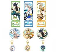Genshin Figure Merch 9 Pieces | Mualani Kachina Kinich Keychain Badge Ticket Set | Genshin Cosplay Keyring Pins | Cool Bag Decorations