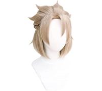 Genshin Impact Albedo Cosplay 35cm Short Linen Heat Resistant Synthetic Hair Halloween Party Anime Cosplay Wigs Cosplay Anime Wig Coser