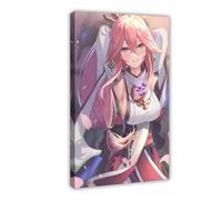 Genshin Impact Beauty Yaegamiko Creative Games Poster Canvas Poster Bedroom Decor Sports Landscape Office Room Decor Gift Frame:-42 20x30inch(50x75cm)