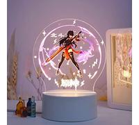 Genshin Impact Beidou 7 Colors Led Acrylic Night Lights 3D Anime Style Colorful Night Light genshin Anime Figure Lamp Touch Stickers for Kid Bedroom Decoration Birthday Gift(7 Color dimming)