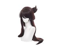 Genshin Impact Beidou Cosplay Wig Dark Red Brown Hair Detached Buns Cosplay Anime Wigs Heat Resistant Synthetic Wigs Halloween