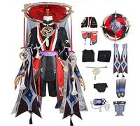 Genshin Impact Cos Scaramouche Costume, Costume Game Anime Cosplay Clothes Set, Halloween Coat Dress Kimono Cloak,Black,XXL