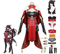 Genshin Impact Cosplay Costume, Beidou Cosplay Outfits Suit with Wig, Genshin Beidou Themed Halloween Carnival Party Jacket Suit Clothes for Masquerade,Red,L