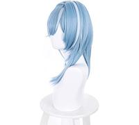 Genshin Impact Eula Cosplay Wig Blue and White Gradient Long Curly Hair Costume Anime Game Halloween Party Wig Cap Cosplay Anime Wig Coser