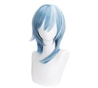 Genshin Impact Eula Cosplay Women 48cm Short Wig Blue Wig Anime Cosplay Wigs Heat Resistant Synthetic Wigs Halloween RolePlaying