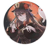Genshin Impact Hu Tao 1000 Pieces Puzzle Gifts Round Jigsaw Puzzle 1000 Pieces Fun at Home Activities, Birthday Present, Travel Gifts 67.5x67.5cm