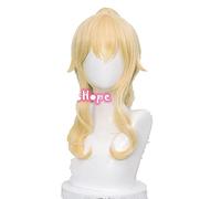 Genshin Impact Jean Cosplay Women 40cm Light Golden Wig Cosplay Anime Cosplay Wigs Heat Resistant Synthetic Wigs Halloween