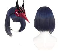 Genshin Impact Kujo Sara Short Gray Blue Cosplay Wig Heat Resistant Synthetic Hair Wig + a wig cap