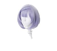 Genshin Impact Noelle Cosplay 35cm Braid Wig Short Silver Purple Wig Cosplay Anime Wigs Heat Resistant Synthetic Wigs Halloween