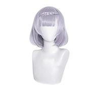 Genshin Impact Noelle Cosplay 35cm Braid Wig Short Silver Purple Wig Cosplay Anime Wigs Heat Resistant Synthetic Halloween Wigs
