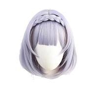 Genshin Impact Noelle Cosplay Wigs Game Cos Short Light Purple Braid Styled Heat Resistant Synthetic Hair + Wig Cap