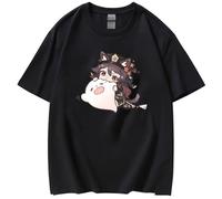 Genshin Impact T Shirt Hu Tao Kawaii Graphic Tees Round Neck Short Sleeve Funny Harajuku Women Men Unisex Cosplay Tops (S,Color 01)