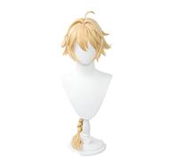 Genshin Impact Traveler Aether Wig Blonde Long Braided Heat Resistant Hair Halloween Role Play Cosplay Wigs+ Wig Cap