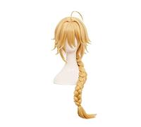 Genshin Impact Traveler Aether Wig Golden Long Braided Heat Resistant Hair Halloween Role Play Cosplay Wigs+ Wig Cap