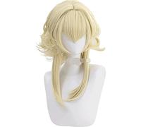 Genshin Impact Traveler Lumine Aether Anime Light Yellow Cosplay Heat Resistant Synthetic Wig Halloween Wig Cap