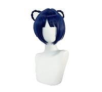 Genshin Impact Xiangling Cosplay Wig 30cm Short Dark Blue Wig Cosplay Anime Cosplay Wigs Heat Resistant Synthetic Wigs + Wig Cap