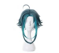 Genshin Impact Xiao Wig Cosplay Dark Green Short Straight Heat Resistant Synthetic Hair Adult Women Halloween Wig