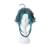 Genshin Impact Xiao Wig Cosplay Wig Mixed Dark Green Blue Short Heat Resistant Synthetic Hair Adult Halloween Role Play Wigs