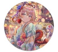 Genshin Impact Yoimiya 1000 Piece Jigsaw Puzzles for Adults Round Puzzle 1000 Pieces Jigsaw Creative Family Game & Home Decor, for Teenagers 67.5x67.5cm