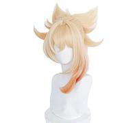 Genshin Impact Yoimiya Cosplay Wig Gradient Blond Orange Ponytail Heat Resistant Hair Pelucas Anime Role Play Wigs + Hairnet
