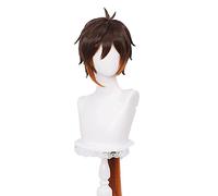 Genshin Impact Zhongli Cosplay 90cm Long Ponytail Brown Orange Wig Anime Heat Resistant Hair Synthetic Cosplay Wig + Wig Cap Cosplay Anime Wig Coser
