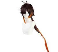 Genshin Impact ZhongLi Cosplay Wig Brown Orange Long Heat Resistant Synthetic Hair Halloween Party Role Play + Wig Cap