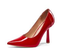 GENSHUO Unique Cone Shaped Stiletto Heels - 10cm Height, Pointed Toe for an Elegant and Confident Style, red Patent, 7 UK