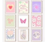 GENSTEUO 9Pcs Danish Pastel Room Decor Aesthetic, Pastel Pink Wall Art, Danish Pastel Posters Paintings, Cute Pictures Prints for Bedroom Dorm Decorations, Danish Pastel Wall Collage (8x10 UNFRAMED)