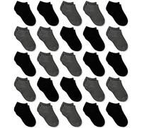 GENTABY Boys Girls Ankle Socks 25 Pairs - Unisex Toddler Kids Black White Gray Low Cut Socks for Infant Newborn School Running Socks 7-10 Years