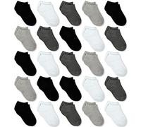 GENTABY Boys Girls Ankle Socks 25 Pairs - Unisex Toddler Kids Black White Gray Low Cut Socks for Infant Newborn School Running Socks 2-4 Years
