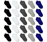 GENTABY Boys Girls Ankle Socks 25 Pairs - Unisex Toddler Kids Black White Gray Low Cut Socks for Infant Newborn School Running Socks 4-7 Years
