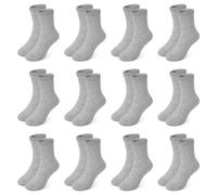 GENTABY Boys Girls Crew Socks, 12 Pairs Kids School Plain Sock 2-13 Years | Toddler Junior White Black Grey Mid-cut Socks Half Elasticity Plain Breathable Socks