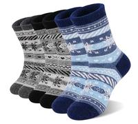 GENTABY Boys Girls Kids Winter Socks - Toddler Boot Socks Kids Size 12-3 Multipack Thermal Thick Rabbit Wool Socks 6 Pairs Hiking Skiing Home Warm Socks 8-12 Years