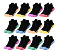 GENTABY Girls Trainer Socks Sports Ankle Kids White Black Athletic Running School Toddler Buffer Skin-Friendly Soft Cotton 12 Pairs for 10-14 Years Children in Summer