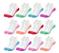 GENTABY Girls Trainer Socks Sports Ankle Kids White Black Athletic Running School Toddler Buffer Skin-Friendly Soft Cotton 12 Pairs for 1-3 Years Children in Summer