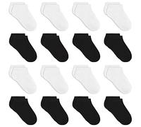 GENTABY Kids Trainer Socks Boys Girls - Black White Toddler Ankle Socks16 Pairs Low Cut Athletic Socks Sports Running for 7-10 Years Boys School Durable Socks
