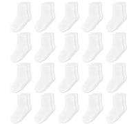 GENTABY Toddler Girls Socks 20 Pairs Multipack Running Causal Kids Baby Hiking Home White Pink Rose Size 10-12 Elastic Mid Cut Socks 4-7 Years