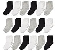 GENTABY Unisex-Kids 18 Count Black Tube Socks - Size Varies by Age (1-13 Years) - Modern, Breathable, Reinforced Toe, Crew Length, Machine Wash - Perfect for School, Home, or Outdoor Activities