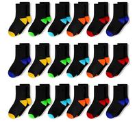 GENTABY Unisex-Kids 18 Count Black Tube Socks - Size Varies by Age 4-7 Years - Modern, Breathable, Reinforced Toe, Crew Length, Machine Wash - Perfect for School, Home, or Outdoor Activities