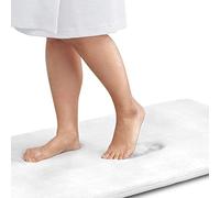Genteele Memory Foam Bath Mat Non Slip Absorbent Super Cozy Velvet Bathroom Rug Carpet (17 inches X 24 inches, White)